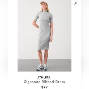 Athleta Signature Rib Mock Neck Dress Modal Lux Work Travel Womans Medium Tall